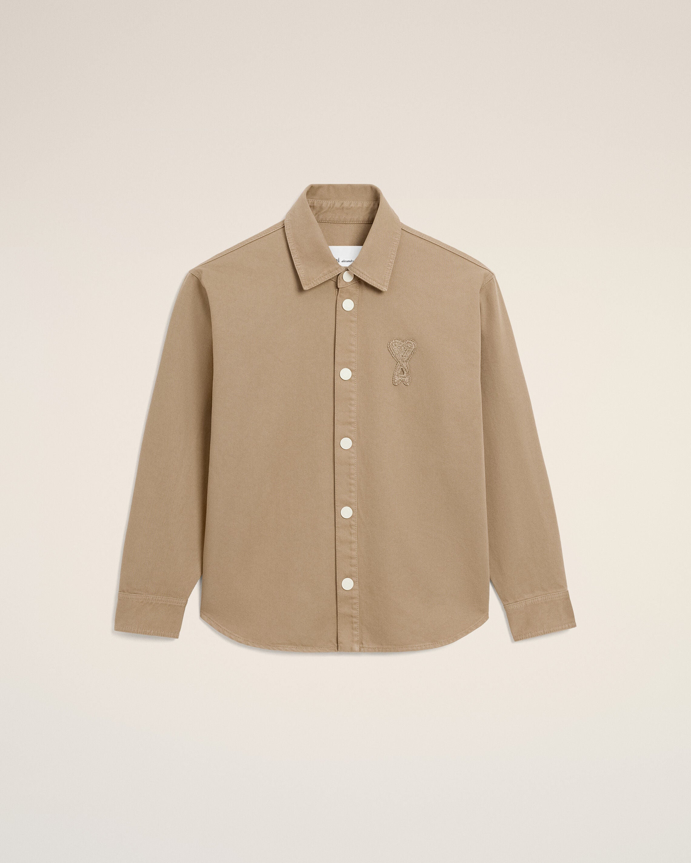 TAUPE BEIGE Beige Cotton Knitted Ami De Coeur Overshirt | Ami Paris